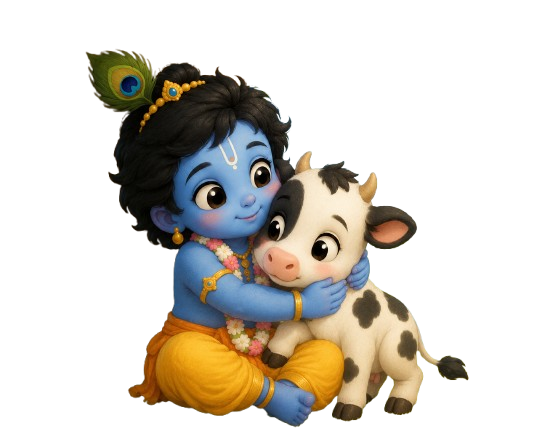 Krishna and Gau Mata united